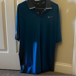 Nike Men's Blue and Dark Navy Dri-FIT Polo